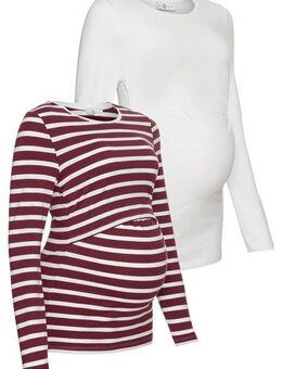 Neun Monate Umstandsshirt, 2er Pack Shirts für Schwangerschaft und Stillzeit (Packung, 2-tlg) Langarm, figurbetont, unifarben oder geringelt