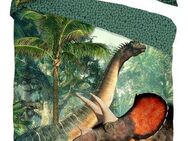 good morning Kinderbettwäsche Jurassic, Renforcé, 2 teilig, Baumwolle, 135x200, Reißverschluss, Wendeoptik, Kind, Dino, Junge