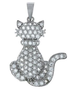 Vivance Kettenanhänger 925 Sterling Silber Katze mit Zirkonia