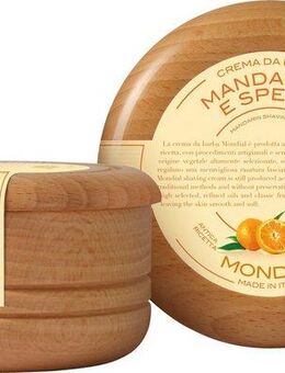 Mondial Antica Barberia Rasiercreme Luxury Shaving Cream Wooden Bowl Mandarino e Spezie, Sanfter Schaum mit Mandarinen-Zimt-Duft