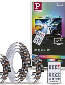 Paulmann LED-Streifen USB LED Strip TV-Beleuchtung 65 Zoll 2,4m Dynamic Rainbow RGB 4W, 1-flammig