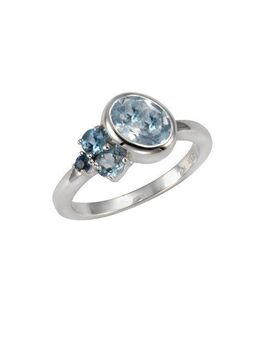 Zeeme Fingerring 925/- Sterling Silber rhodiniert Blautopas