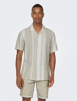 ONLY & SONS Kurzarmhemd ONSCAIDEN SS STRIPE LINEN RESORT NOOS