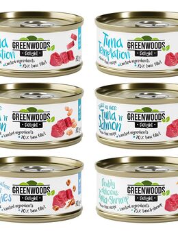 Gemischtes Probierpaket Thunfisch Greenwoods Delight 6 x 70 g - Mixpaket (4 Sorten)