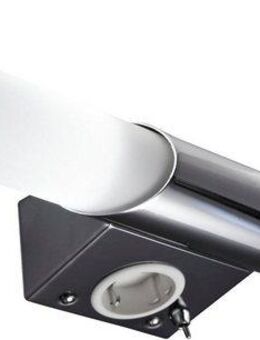 B.K.Licht Spiegelleuchte Mithra, Leuchtmittel wechselbar, Warmweiß, LED, Wandlampe, Badezimmer, Metall, Glas, E14, mit Steckdose