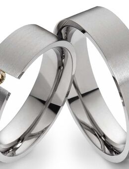 Edelstahlringe E129 mit Diamant 0,10ct Cognac und Gravur - Aholming