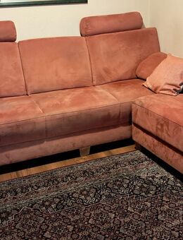 3 Sitzer Couch mit Hocker, Velour, terrakotta, zu verschenken - Rosenheim