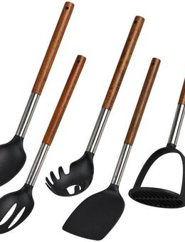 KESPER® Kochbesteck-Set 5-er SET Küchenhelfer (Set, 5-tlg), aus FSC®-zertifiziertem Akazienholz/Edelstahl/Kunststoff