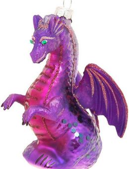 Krebs Glas Lauscha Christbaumschmuck Drache, Violet, 12cm (1-tlg), Christbaumschmuck aus Glas, mundgeblasen, handgefertigt, Figur