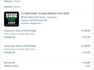 2 Rammstein Feuerzone Tickets Konzert am 21.7.24 in Italien - Wallerstein