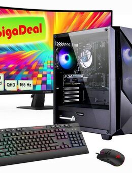 GAMEMAX GigaDeal Gaming-PC-Set Striker PC-Komplettsystem (32", AMD Ryzen 5 7500F, RTX 4060, 32 GB RAM, 1000 GB SSD, Windows 11, DDR5 RAM + Gigabyte GS32QC LED-Monitor Curved, 80 cm (32)