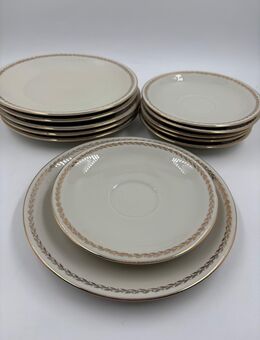 Zeh Scherzer Bavaria – 6 Kuchenteller + 6 Untertassen, Goldrand/R - Dossenheim