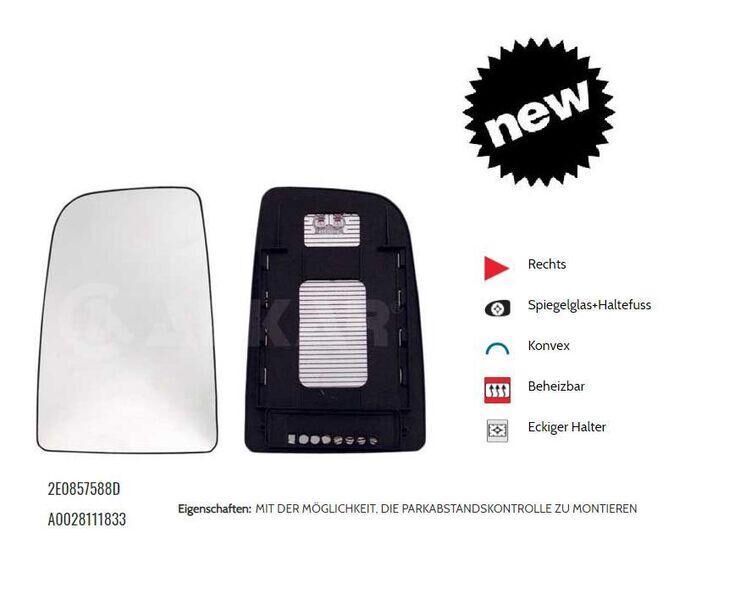 SPIEGELGLAS AUßENSPIEGEL RECHTS BEHEIZT VW CRAFTER 30 - 35 2E NEU - Dortmund Wickede