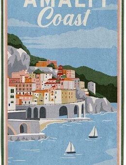 Seahorse Strandtuch Amalfi, Frotteevelours (1-St), 90x170, für Sauna und Pool, mit Amalfi Küsten Motiv