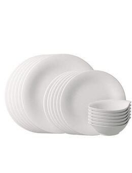 vivo Villeroy & Boch Group Geschirr-Set Essential White (18-tlg), 6 Personen, Fine China-Porzellan, Made in Germany, Fine China Porzellan