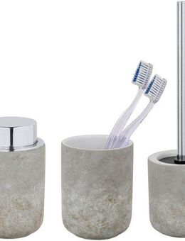 SCHÖNER WOHNEN-Kollektion Badaccessoire-Set »Londa«, Set, 3 tlg., Zahnputzbecher, Seifenspender & WC-Garnitur, Keramik in Zementoptik