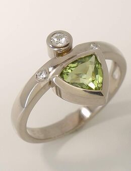 Ring Weißgold 585 mit Peridot und Diamanten=0,06ct w-si, Weite 57 - Ingelheim (Rhein) Zentrum