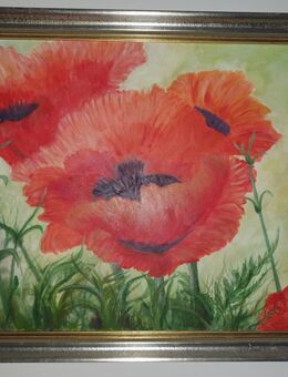 Original Ölgemälde Mohnblumen Blumen Stillleben Ölbild Gemälde signiert 70 x 90 cm mit Rahmen TOP! - München