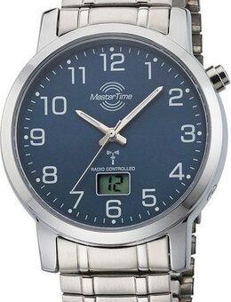 MASTER TIME Funkuhr Basic MTGA-10489-32M, Armbanduhr, Quarzuhr, Herren, Datum, Leuchtzeiger, Flexband, Zugband