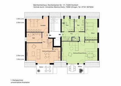 Neubauprojekt in Hochdorf, 3-Zi.-Maisonnettewhg., 1.+2.DG, 2 Balkone, KfW55, Aufzug, Tiefgarage!