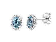 Diamonds by Ellen K. Paar Ohrstecker Weißgold 585 mit echtem Aquamarin und 36 Diamanten zus. 0,14ct.