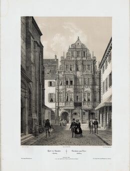 Heidelberg - Hotel zum Ritter. Originale Lithographie um 1850 - Bautzen