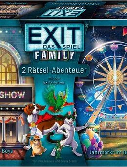 Kosmos Spiel EXIT® Das Spiel Family Backstage Boys/Jahrmarkt im Dunkeln, Rätselspiel, Made in Germany