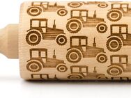 folkroll Teigroller 3D-Motiv-Teigrolle Buchenholz, Traktor