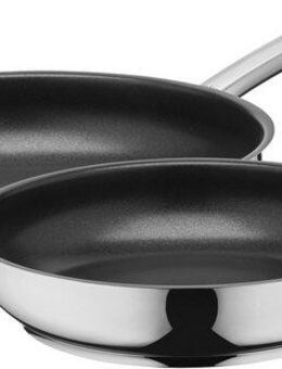 Silit Pfannen-Set Calabria, Edelstahl 18/10 (Set, 2-tlg., Stielpfanne 24 cm und 28 cm), Silitan Antihaftversiegelung, polierter Edelstahl, induktionsgeeignet