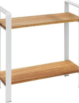 WENKO Küchenregal Modell Louisa, 2 Etagen, mit 2 Akazienholzablagen, stehendes Regal für die Arbeitsplatte