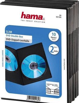Hama DVD-Hülle DVD-Doppel-Leerhülle Slim, 10er-Pack, Schwarz, Schutzhülle, Cover