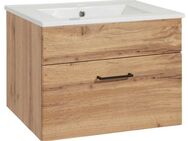 welltime Waschtisch Trento Light mit Keramik-Auflagebecken, 1 feste Blende und 1 Auszug, Breite: 61cm, Wotaneiche