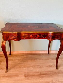 Sekretär, antik, Louis Quinze Bureau plat, 1870, Palisander ,Amarandi Marqueterie, Bronzemontagen - Gundelsheim Zentrum