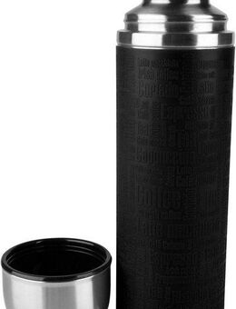 Emsa Thermoflasche Senator Class, 1,0 L, Edelstahl/Silikonmanschette, 100% dicht