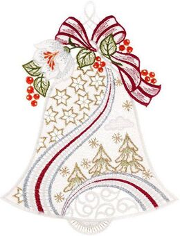W. Reuter & Sohn - Plauener Spitze® Fensterbild Weihnachtsglocke, Made in Germany