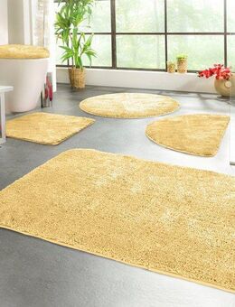 KiNZLER Badematte Chaozhou, Höhe 20 mm, rutschhemmend beschichtet, fußbodenheizungsgeeignet, Polyester, halbrund, 2er-Set halbrund 50x80 cm / rechteckig 60x100 cm, Badteppich, Uni Farben, weich, als rechteckig, rund & Set erhältlich