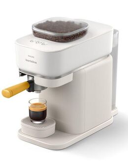 PHILIPS baristina Espressomaschine BAR300/03 mit Mahlwerk für ganze Bohnen, 16 bar Pumpendruck, Naturweiß​/Mangogelb