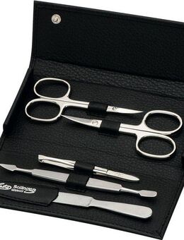 ERBE Maniküre-Etui Wickel-Lederetui mit Druckknopf, 5 tlg., bestückt mit Solinger Premium Stahlwaren