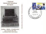 DDR: 19.05.1990, "1. Regionale Briefmarken-Ausstellung der Jugend, Guben" Ganzstück (Postkarte), Sonderstempel - Brandenburg (Havel)