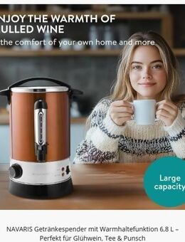 NAVARIS Getränkespender mit Warmhaltefunktion 6,8 L – Perfekt für Glühwein, Tee & Punsch - Traben-Trarbach
