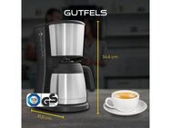 Gutfels Filterkaffeemaschine, 1,25l Kaffeekanne, Papierfilter 1x4, 1,25 L Glaskanne, 980 Watt