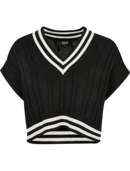 URBAN CLASSICS Rundhalspullover Urban Classics Damen Ladies Cropped Knit College Slipover (1-tlg)