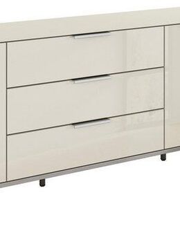 rauch Kombikommode Kommode Türkommode Sideboard Kombikommode FLIPP mit Glasfront (Breite 200 cm mit 2 Einlegeböden), 3-türig, 3 Schubladen, Soft-Close-Funktion, Oberboden und Front Glas