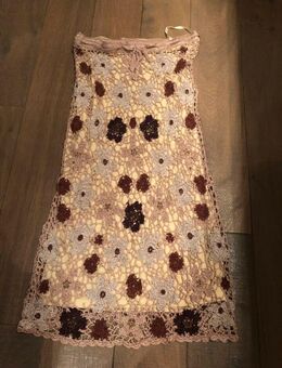 NEUw * Coachella * Festival * Hippie- LOOK * Glitzer * Blumen * Blüten * Flower- Power * Stickerei * Häckel * Midi- Rock "NICOWA" Gr. 36- 38/ S * cremè-beige * gold * schoko-braun * - Riedlingen