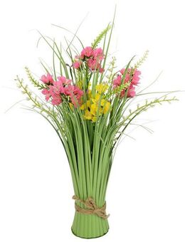 Kunstgras Grasbund mit Blüten, I.GE.A., Höhe 40 cm, Deko Grasbusch Gräser Kunstblume Kunstpflanze Künstliche Pflanze