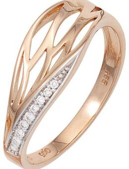 JOBO Diamantring, 585 Roségold mit 8 Diamanten