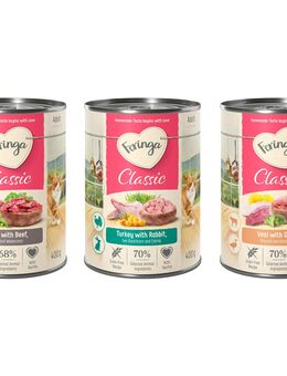 Probiermix Feringa Classic Meat 6 x 400 g Mixpaket 2 (Kaninchen & Truthahn, Ente & Kalb, Lamm & Rind)