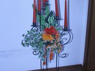 Kerzenständer Metall Farbe silbergrau gepulvert inkl. sechs Kerzen und Blumendeko - Hennef (Sieg) Zentrum