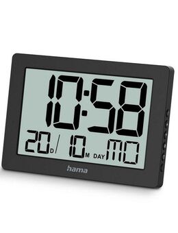 Hama Uhr Digitale Wanduhr "Ko Tao", Schwarz (Tischuhr)