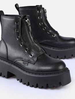 Buffalo Aspen Front Zip Stiefelette Plateauboots, Bikerboots, Festivalboots, mit Front-Reißverschluss